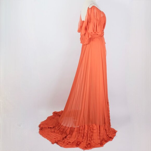 J. Mendel long dress gown sz 6 tassels train off shoulder Sp 2008 - Picture 7 of 16